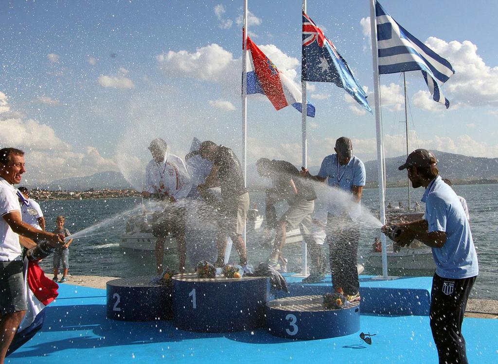 470 men medalists celebrating - 2014 ISAF Sailing World Championships Santander © Sail-World.com http://www.sail-world.com